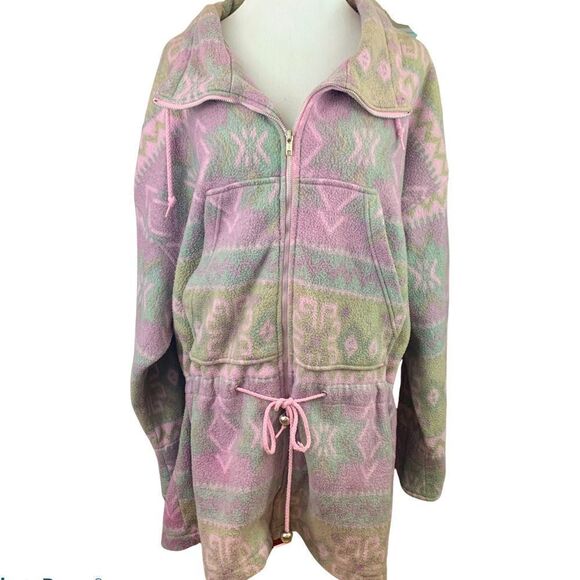 Vintage longline fleece muted southwestern print - Picture 1 of 7